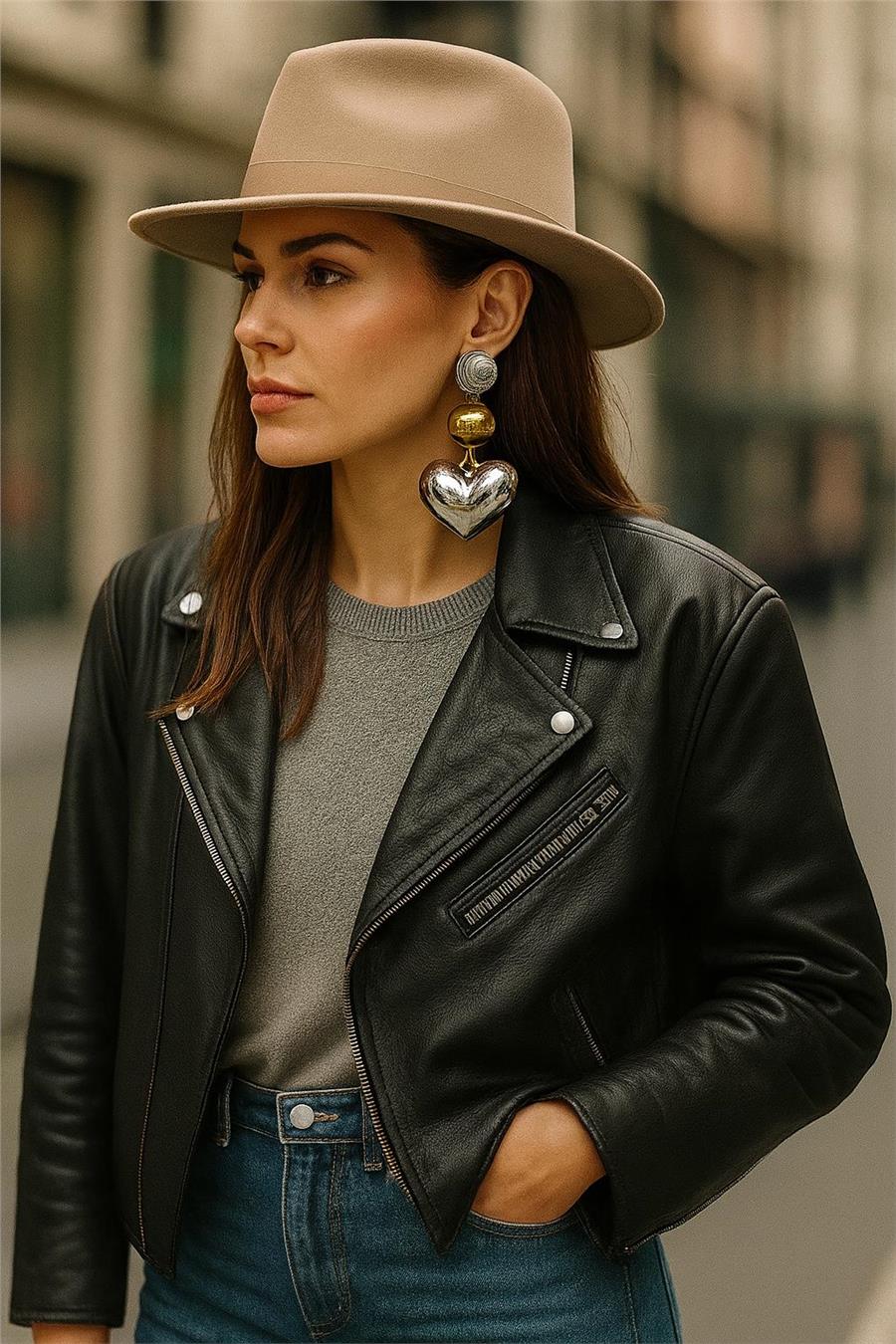 Bloom Silver Gold Kalp Uçlu Sallantılı Küpe